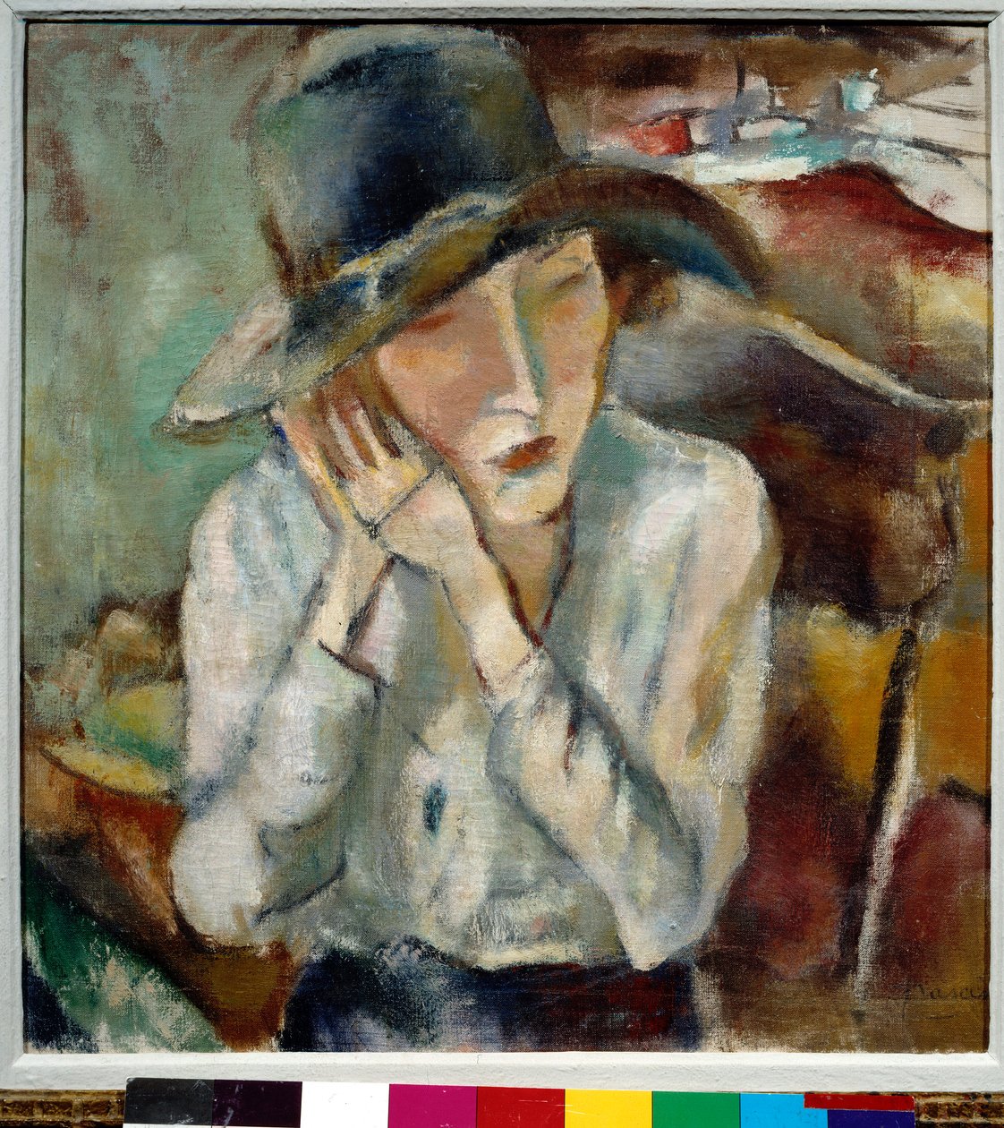 Portrett av Hermine med det store hattemaleriet av Jules Pascin (1885-1930) av Jules Pascin