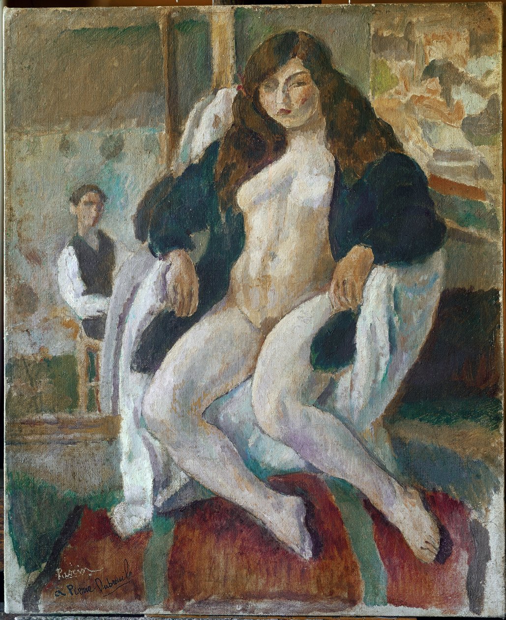 Portrett av maleren og hans modell (olje på lerret, 1900-tallet) av Jules Pascin