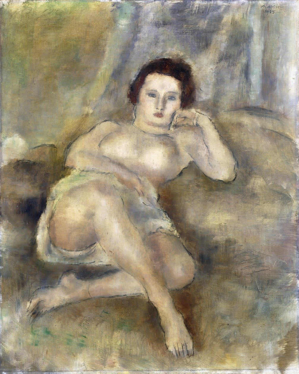 Tilbakelent jente, 1925 av Jules Pascin