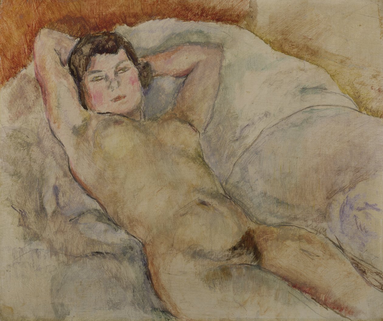 Liggende naken, ca. 1909 av Jules Pascin