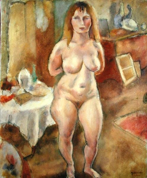 Stående naken i rommet av Jules Pascin