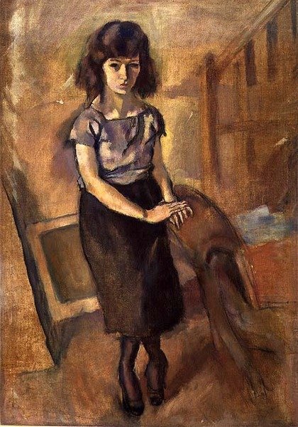 Standing Young Woman, ca. 1920 (olje på lerret) av Jules Pascin