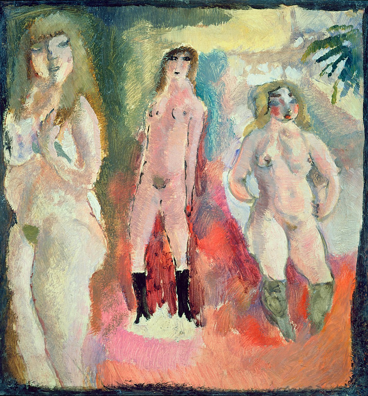 Tre nakne kvinner, 1909 (olje på kartong) av Jules Pascin