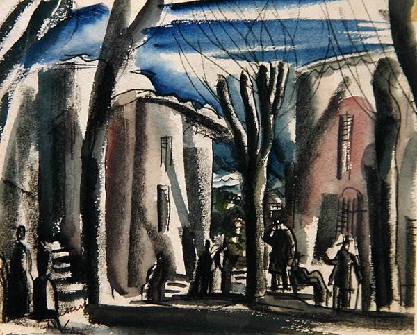 Tunis (kull og akvarell på papir) av Jules Pascin