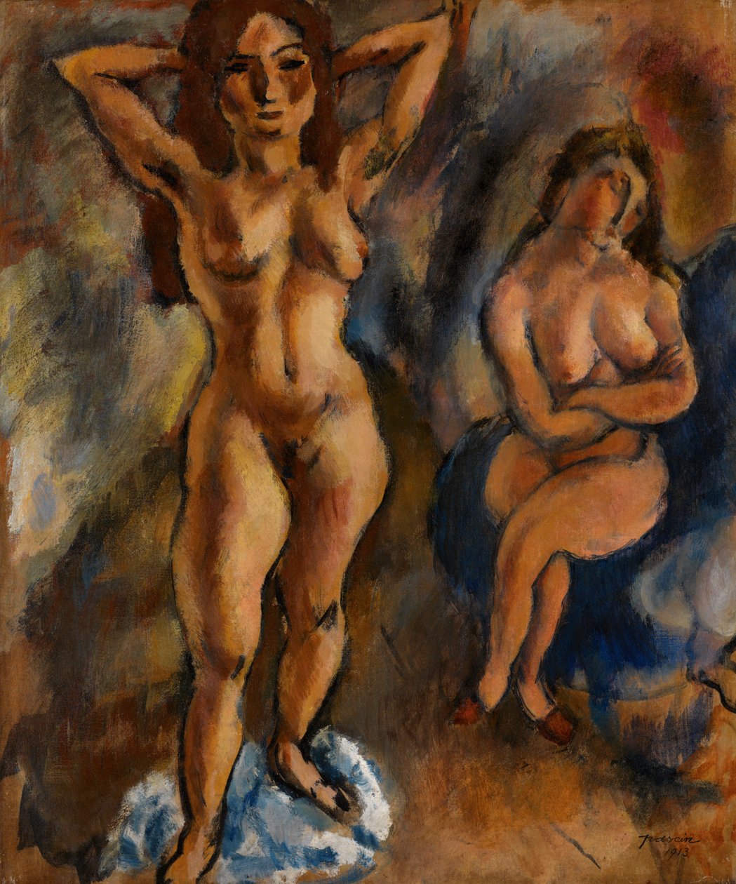 To nakenbilder – en stående, en sittende av Jules Pascin