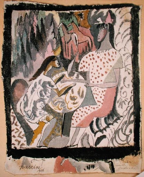 To kvinner ved et sirkulært bord, South Carolina av Jules Pascin