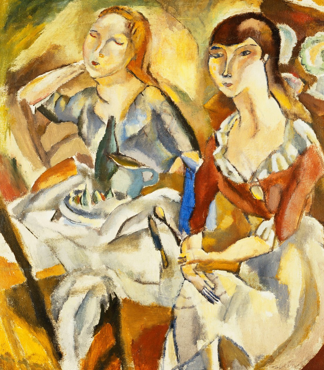 Unge jenter som sitter sammen av Jules Pascin