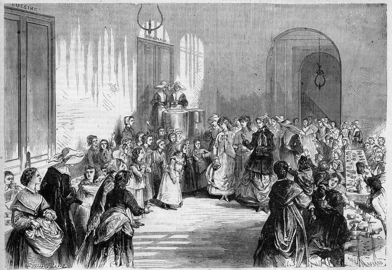 The Impress Eugenie de Montijo (1826-1920) wife of Napoleon III, attending the children