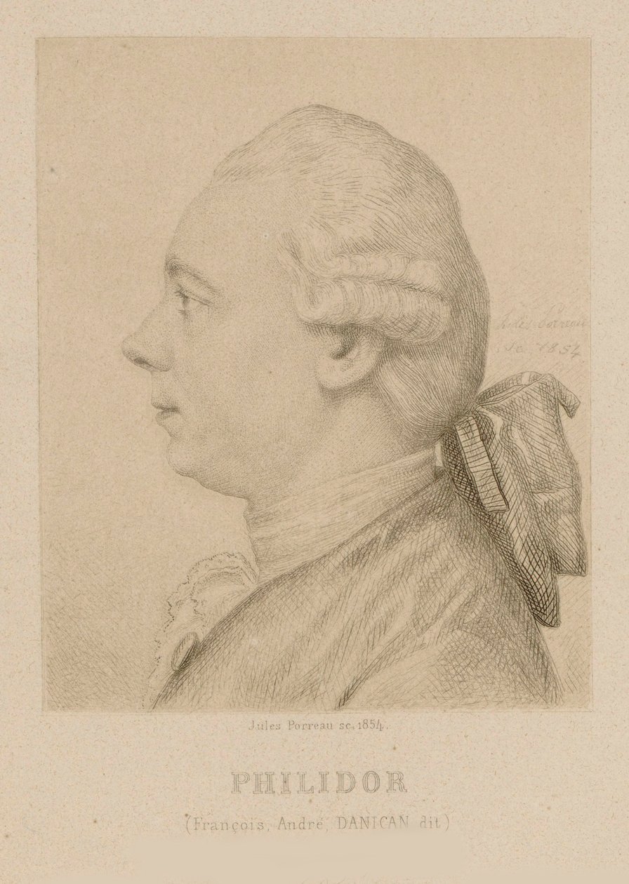 Portrett av François-André Danican Philidor 1726-1795. av Jules Porreau