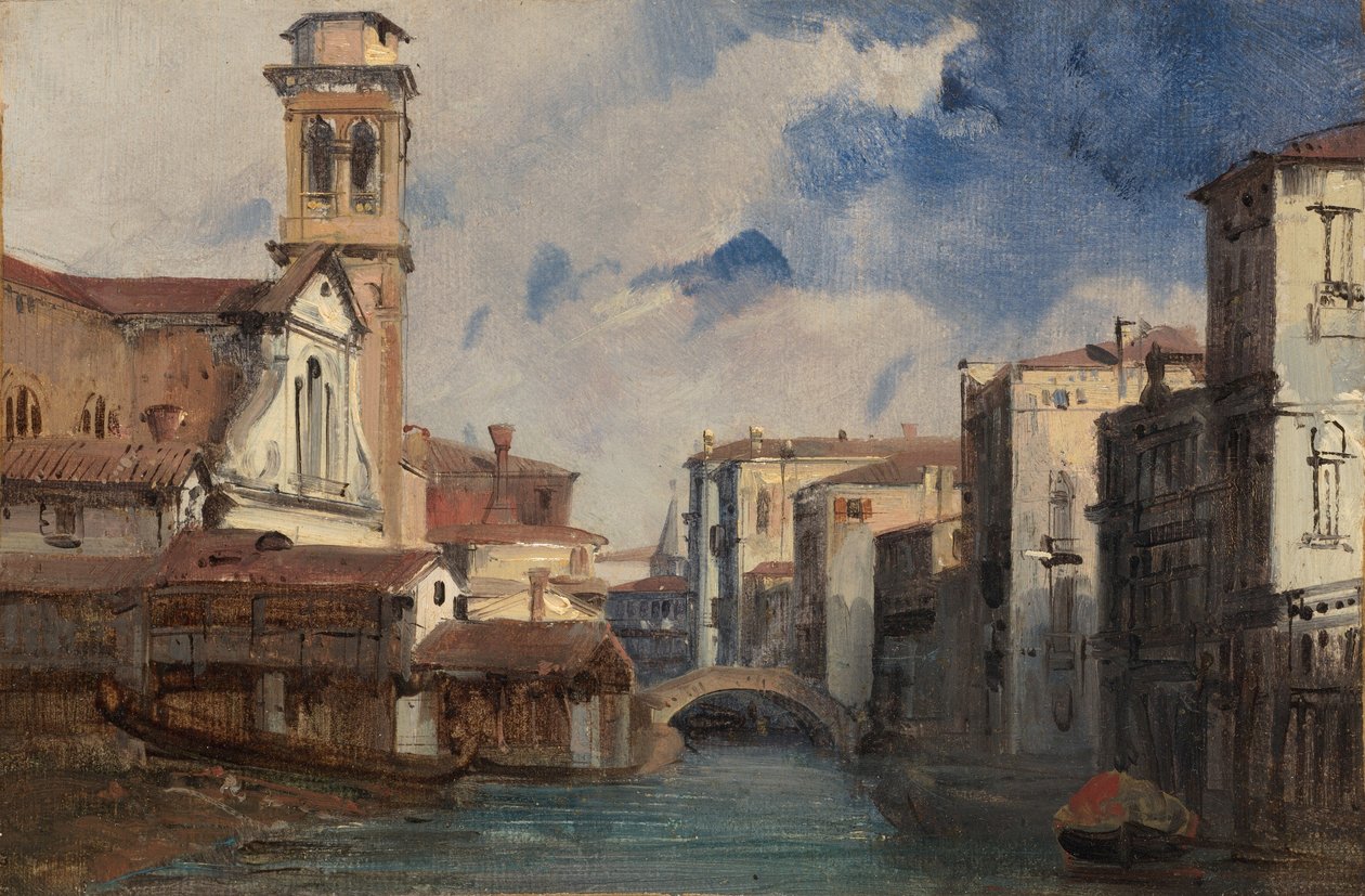 Kirken San Trovaso, Venezia, ca. 1830. av Jules Romain Joyant