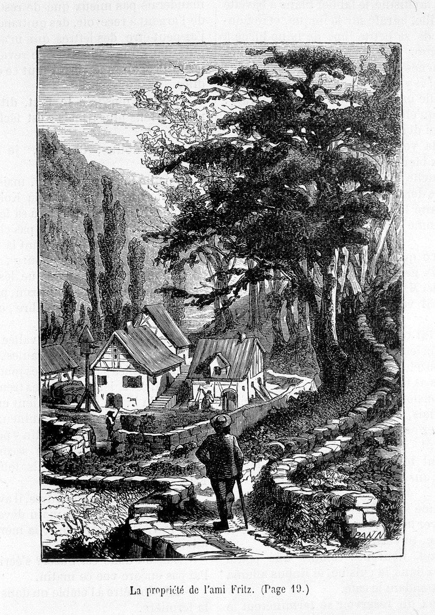 Eiendommen til Friend Fritz - i "The Friend Fritz", av Erckmann-Chatrian, ill. av Théophile Schuler av Jules Theophile (after) Schuler