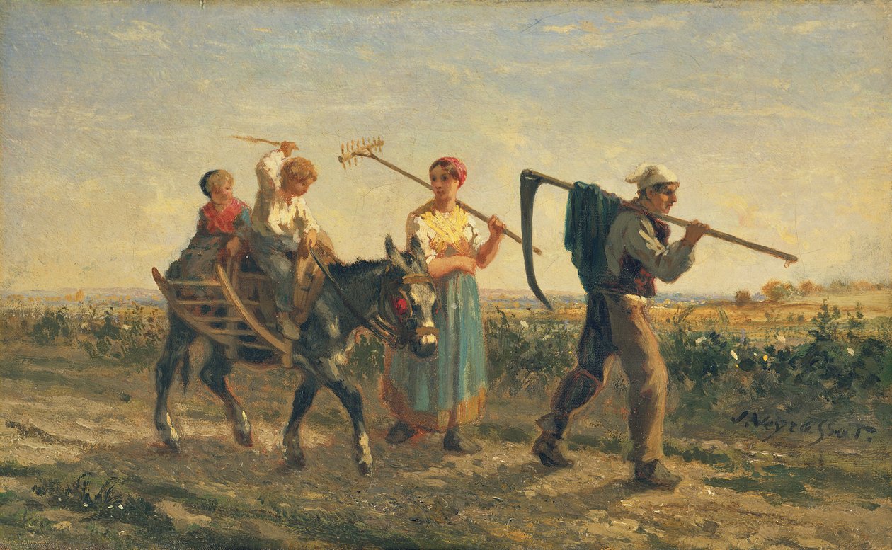 Returning Home (olje på lerret) av Jules Veyrassat
