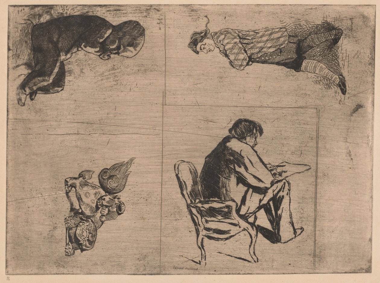Edmond dessinant (Edmond Drawing, Stenterello og andre skisser) av Jules de Goncourt