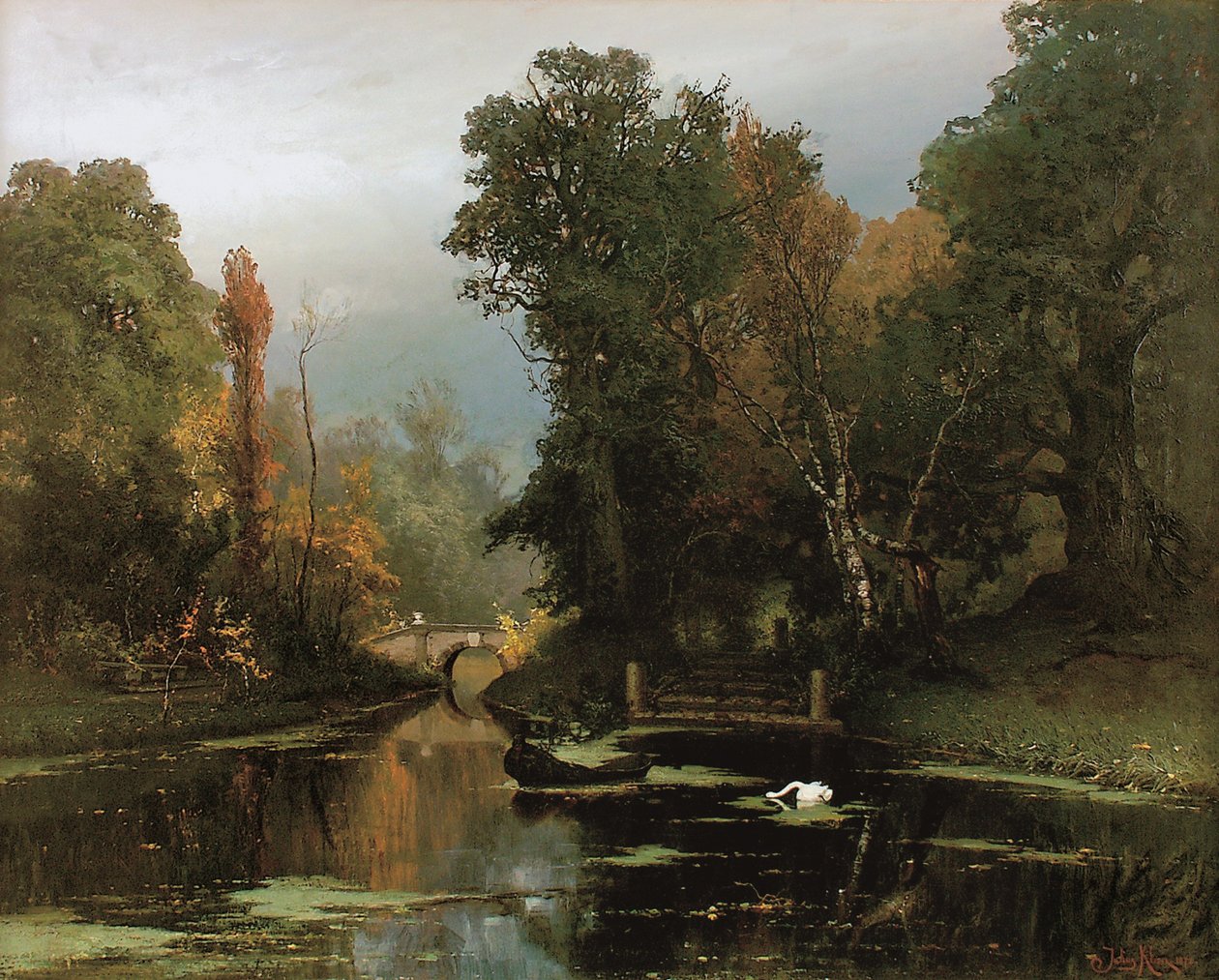 Gjengrodd dam Gatchina-parken, 1878 av Juli Julievich Klever