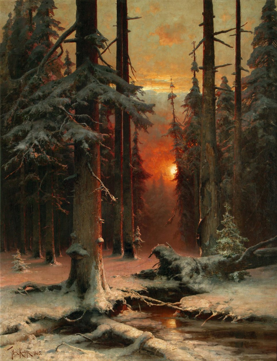 Snø i skogen, 1885 av Juli Julievich Klever