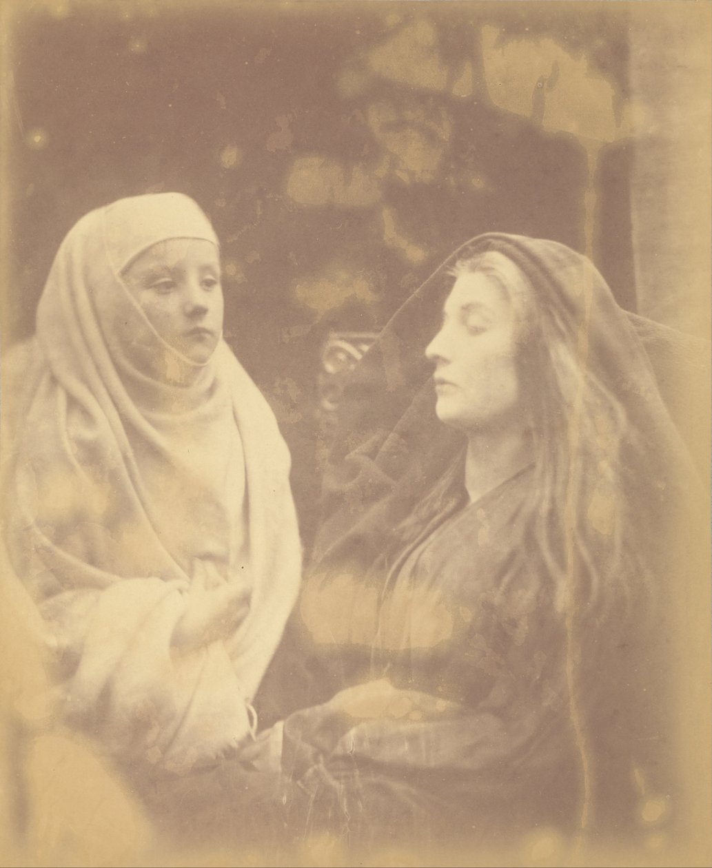 Den lille nybegynneren og dronningen Guinevere i Det hellige hus på Almesbury av Julia Margaret Cameron