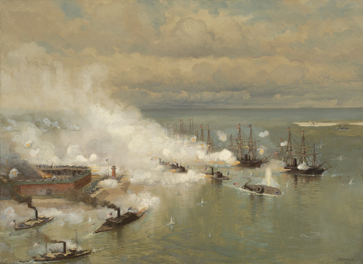 Slaget ved Mobile Bay, Alabama, 1886 (olje på lin) av Julian Oliver Davidson