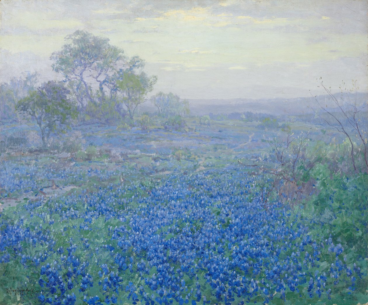 En overskyet dag, Bluebonnets nær San Antonio, Texas av Julian Onderdonk