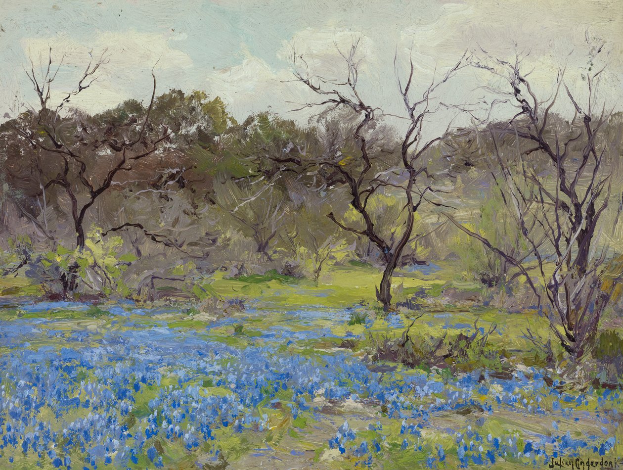Tidlig vår Bluebonnets og Mesquite, 1919 av Julian Onderdonk