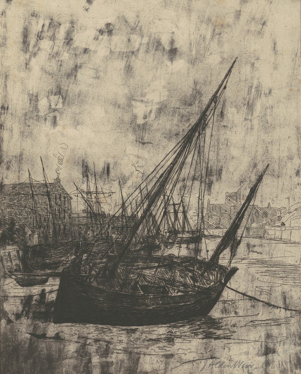 Båter ved Peel - Isle of Man, 1889. av Julian Alden Weir