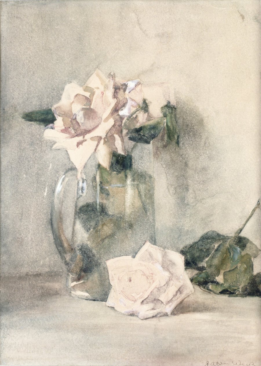 Studie av roser (wc på papir) av Julian Alden Weir