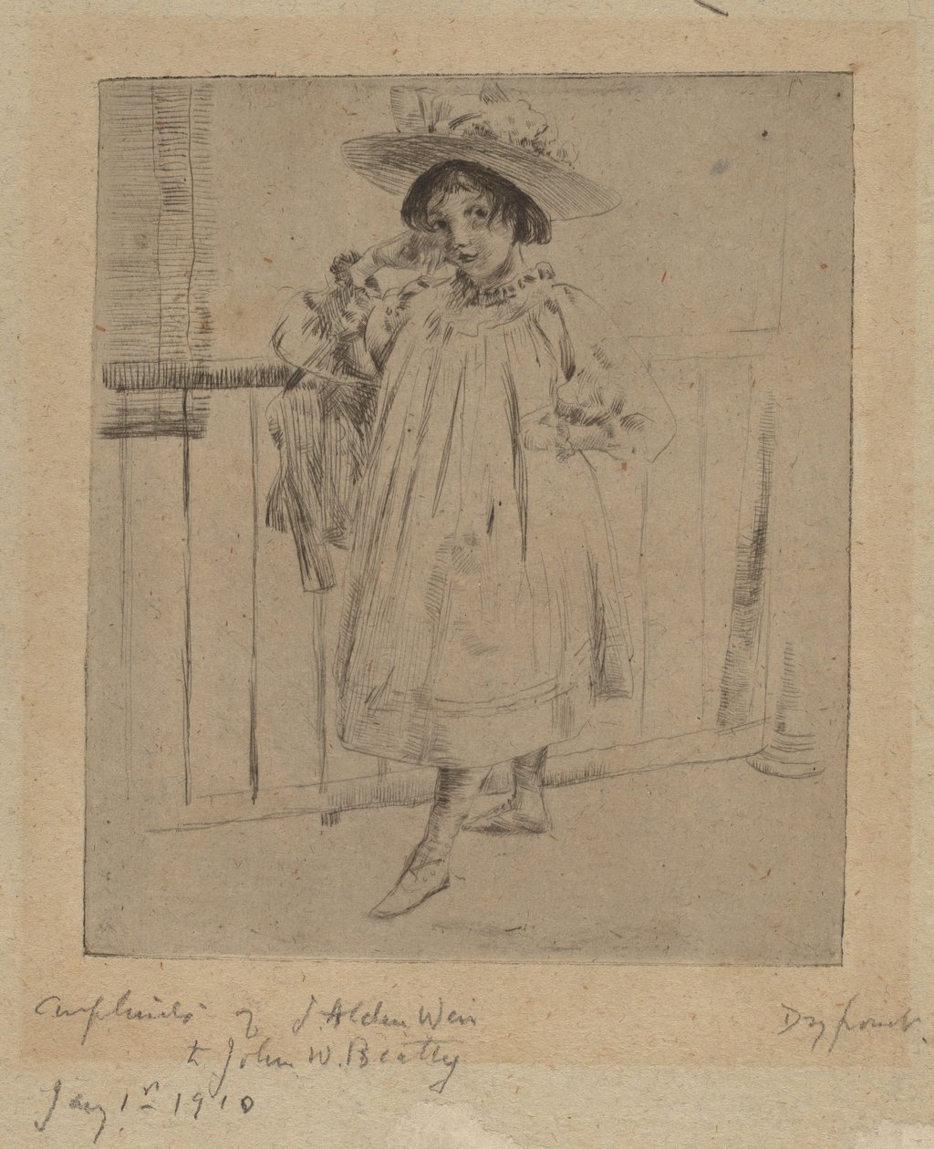 Ung jente med stor hatt, 1893. av Julian Alden Weir