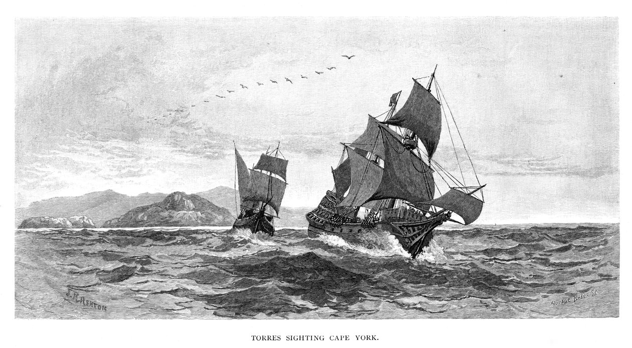 Torres ser Cape York, 1606, 1886 av Julian Ashton