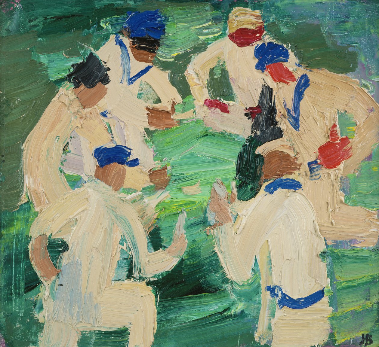 The Cricketers in the Park, Oxford (olje om bord) av Julian Bailey