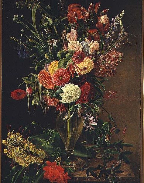 Blomster i en glassvase av Julie Wilhelmine Hagen Schwarz