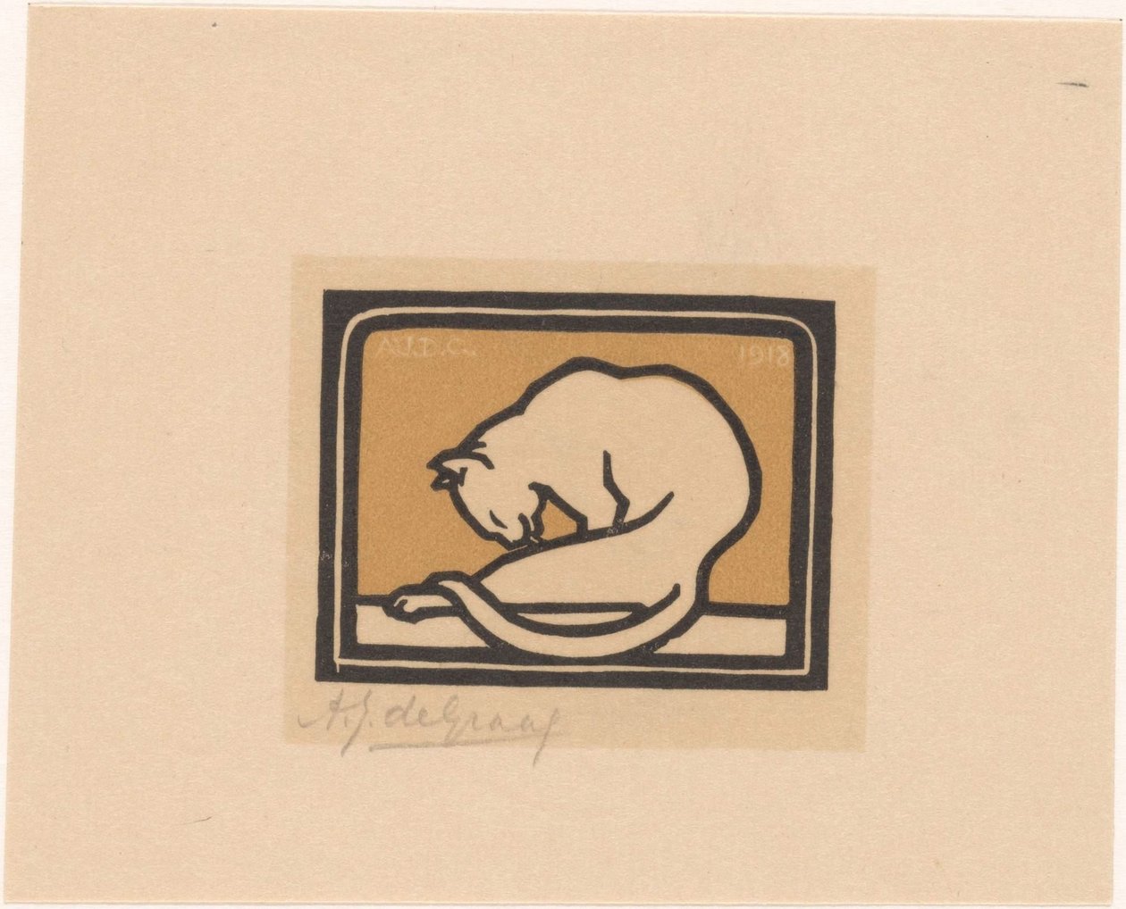 vaske katt av Julie de Graag (signed by artist)