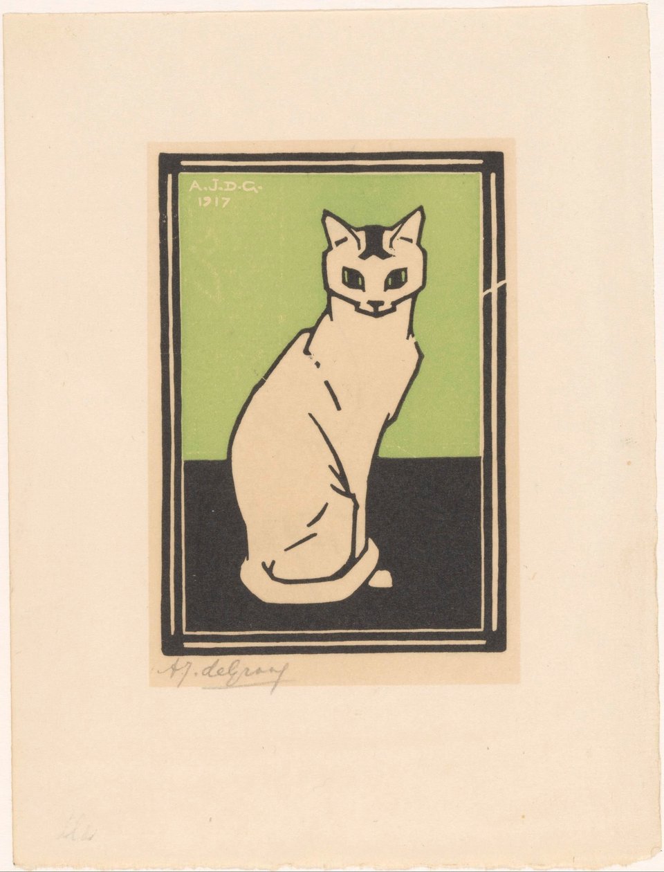 sittende katt av Julie de Graag (signed by artist)