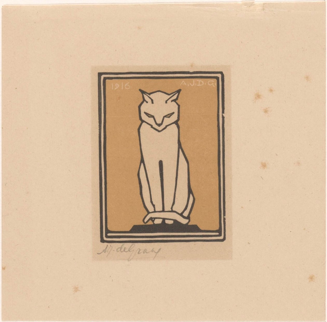 sittende katt av Julie de Graag (signed by artist)