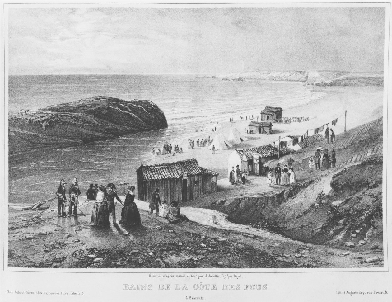 Baths of Cote des Fous i Biarritz, 1840-60 av Jean Jacottet
