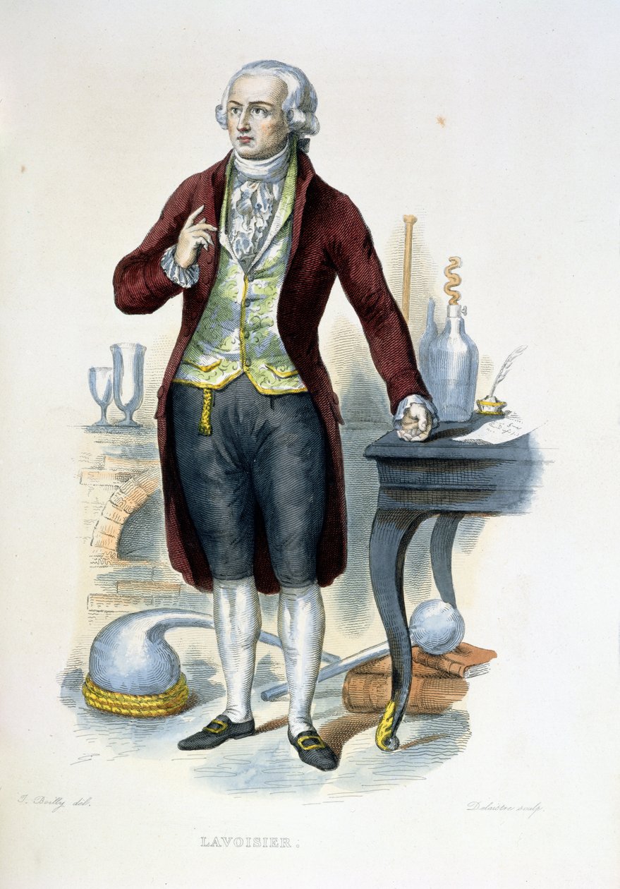 Antoine Laurent de Lavoisier (1743-94) illustrasjon fra 