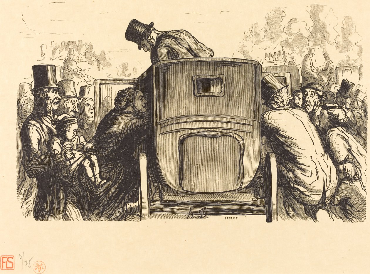 Universell utstilling: Utlendingen finner alle de ønskelige fasilitetene... av Julien Antoine Peulot after Honoré Daumier