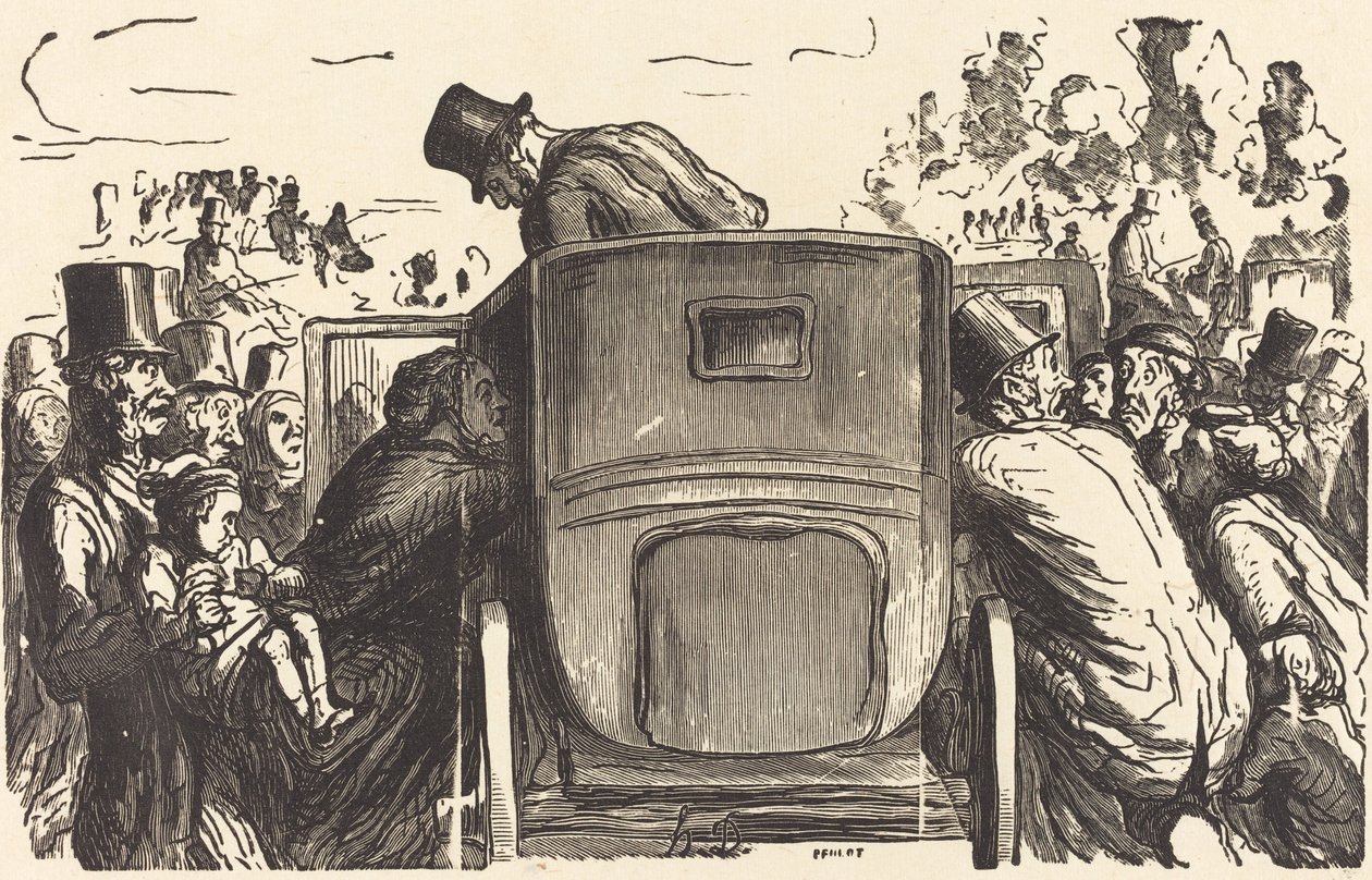 Universell utstilling: Utlendingen finner alle de ønskelige fasilitetene... av Julien Antoine Peulot after Honoré Daumier