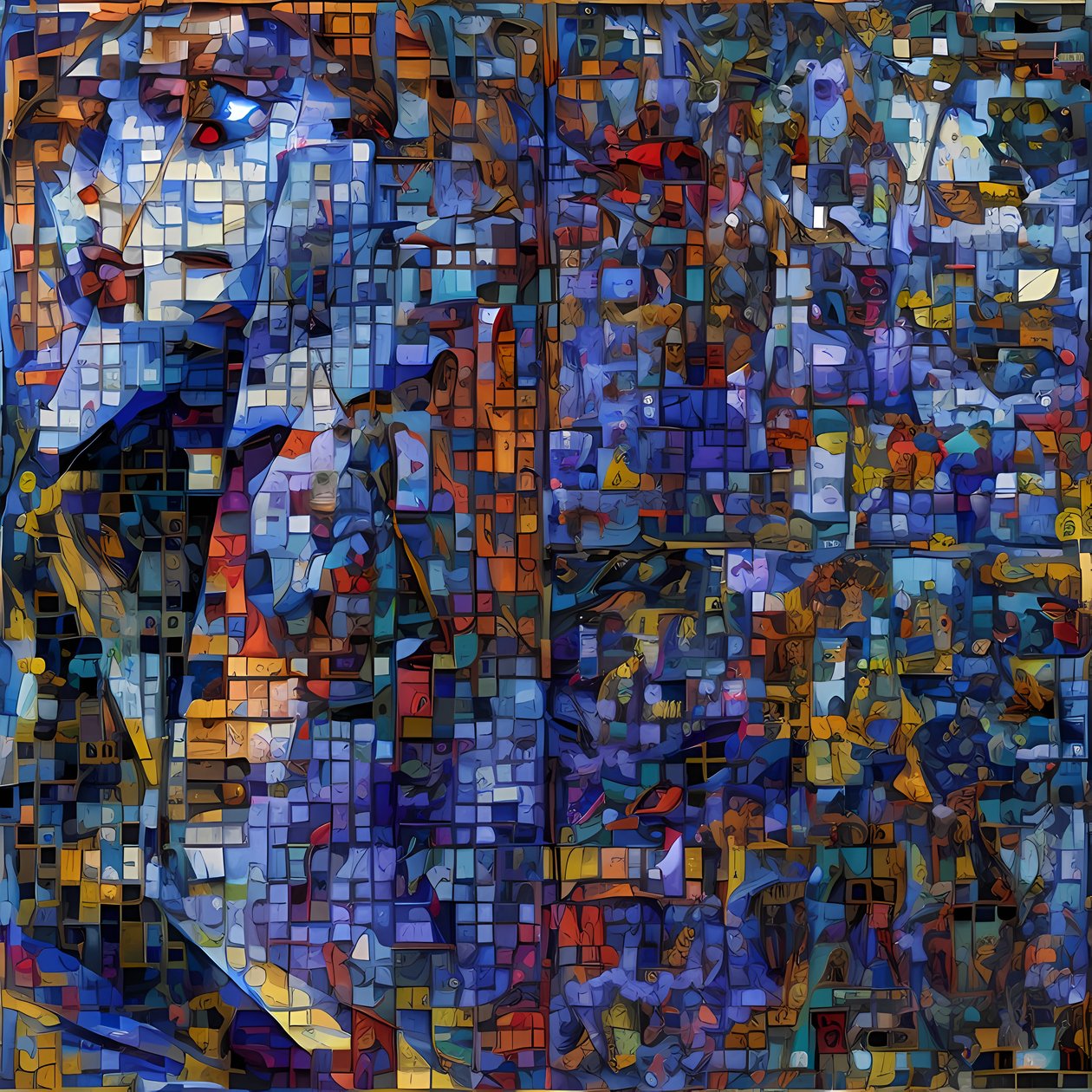 Mosaikk i blått av Julien Decapo