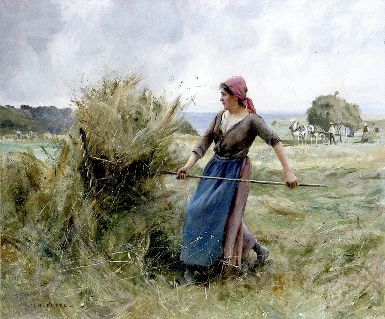 Høyproduksjon (olje på lerret) av Julien Dupre