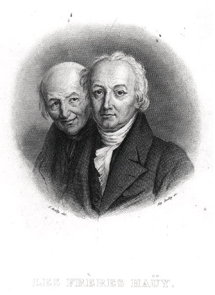 The Hauy Brothers: Rene-Just (1743-1822) og Valentin Hauy (1745-1822) gravert av Alphonse Boilly (1801-67) (gravering) (s/hvitt foto) av Julien Leopold (after) Boilly
