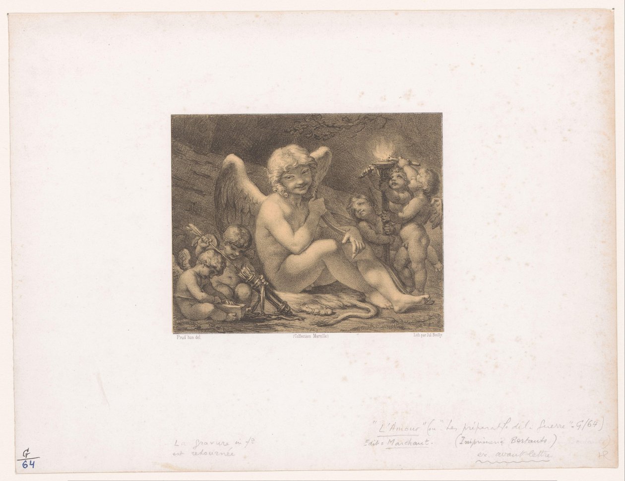 Amor og putti skjerper pilene sine Les Preparatifs de la guerre av Julien Leopold Boilly