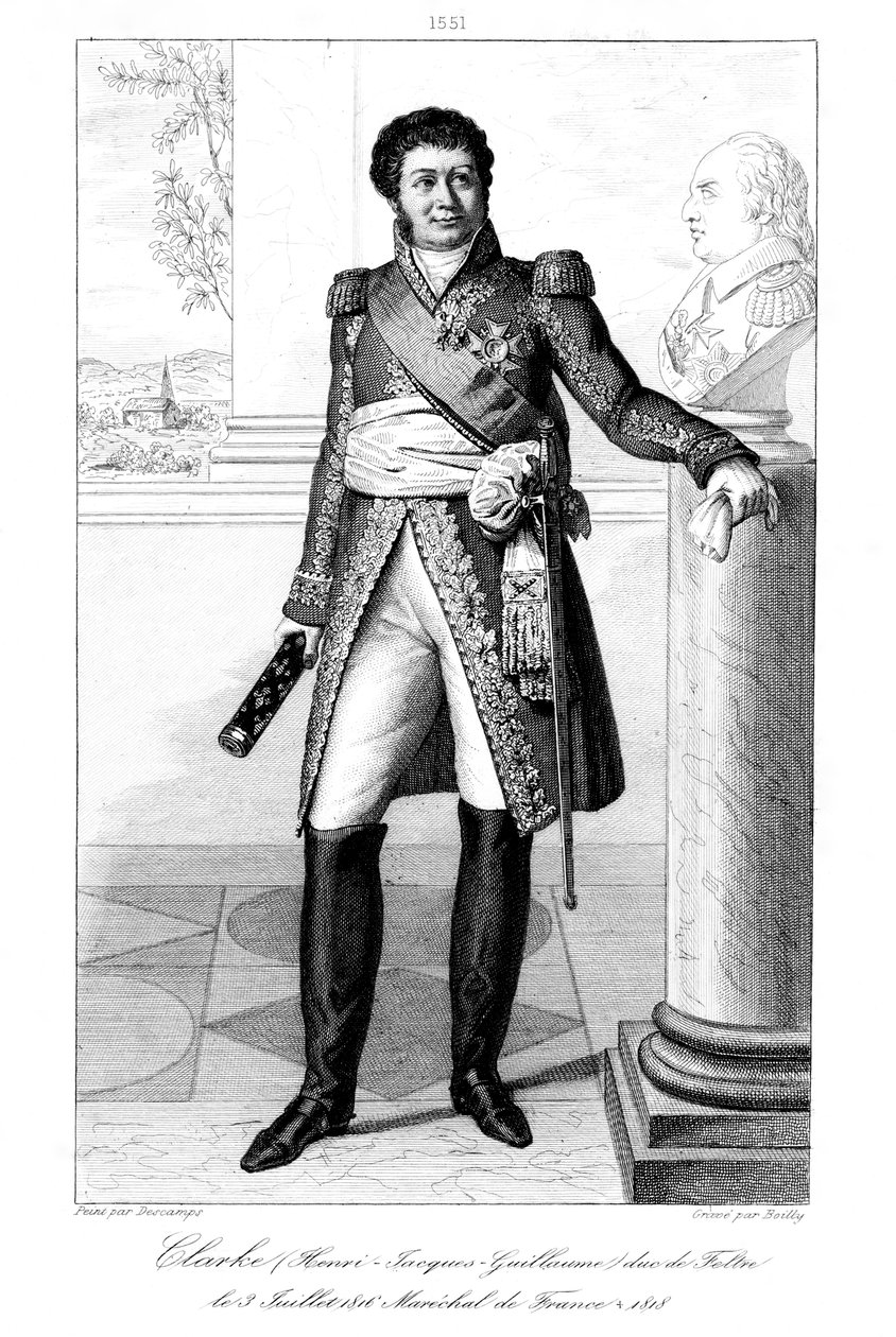 Henri Jacques-Guillaume Clarke 1765-1818, hertug av Feltre og marskalk av Frankrike, 1839. av Julien Leopold Boilly