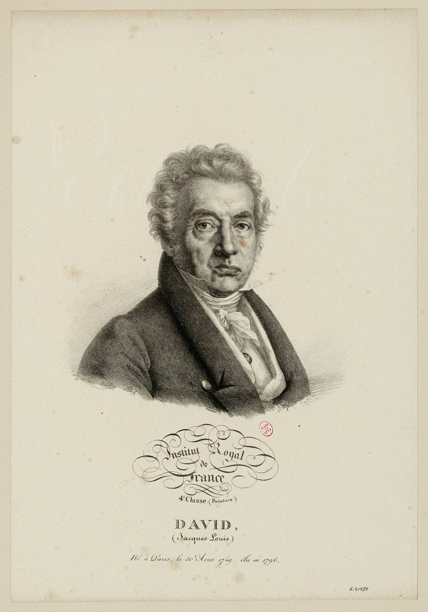 Det kongelige institutt i Frankrike, 4. klasse. (Malerkunst.) David, (Jacques-Louis.) Født i Paris 30. august 1749, valgt i 1796. av Julien Leopold Boilly
