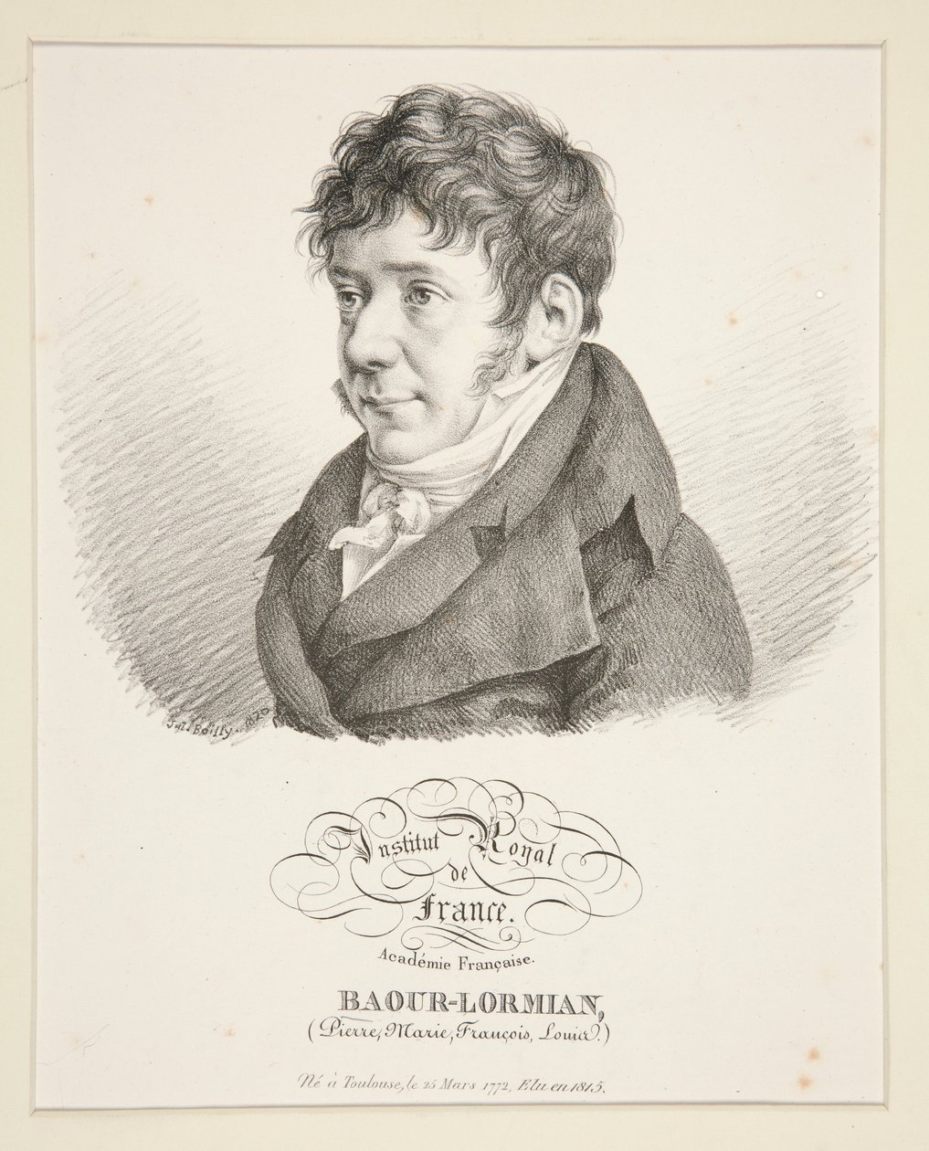 Portrett av Baour-Lormian (Pierre, Marie, Francois, Louis) av Julien Leopold Boilly