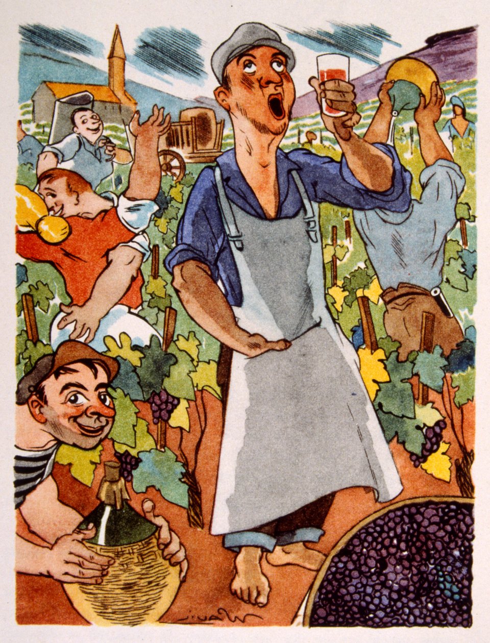 Fransk vingård. 1944. Illustrasjon av Julien Pavil av Julien Pavil