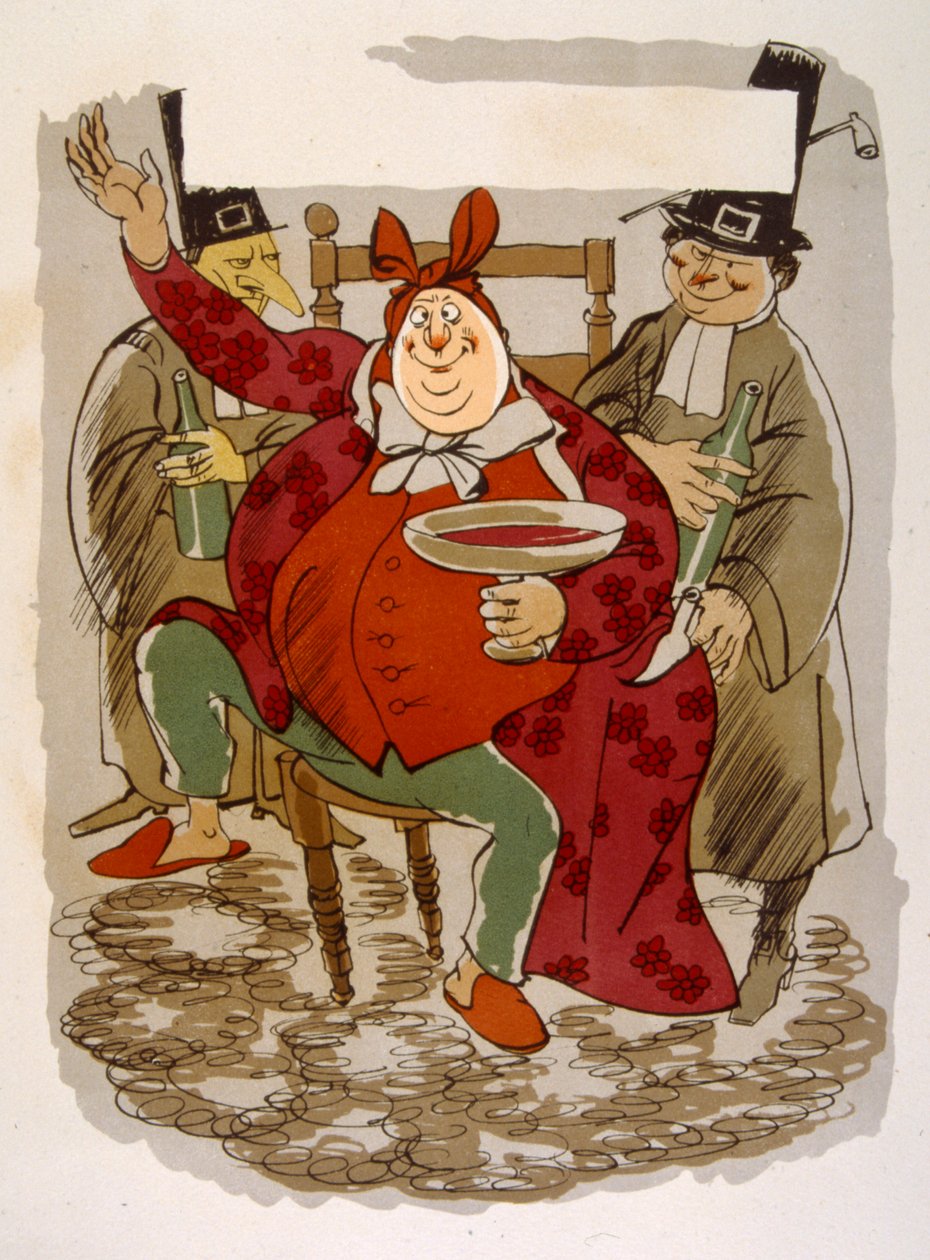 Humoristisk vinillustrasjon 1946. Illustrasjon av Julien Pavil av Julien Pavil