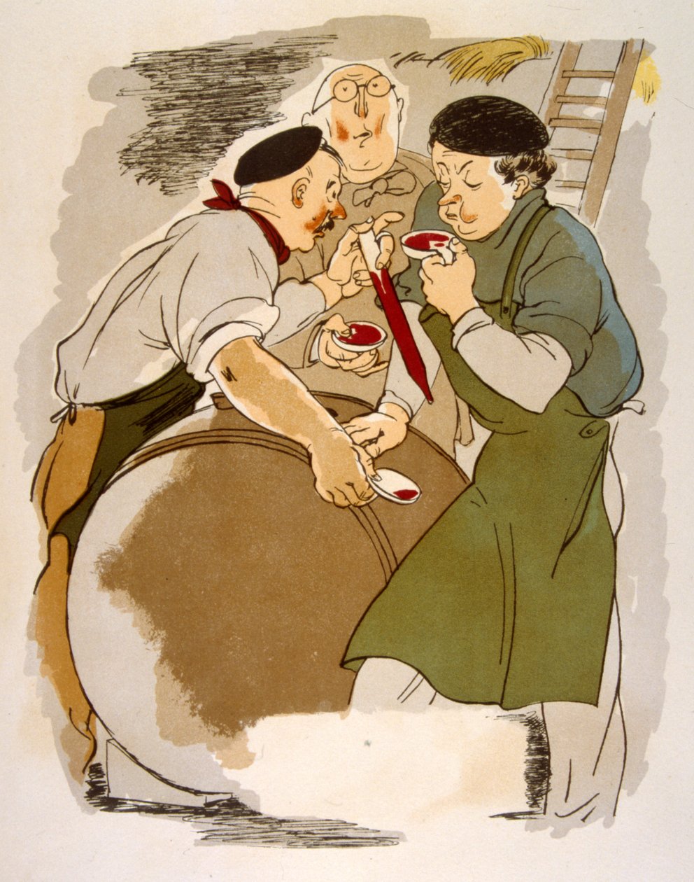 Humoristisk vinillustrasjon 1946. Illustrasjon av Julien Pavil av Julien Pavil