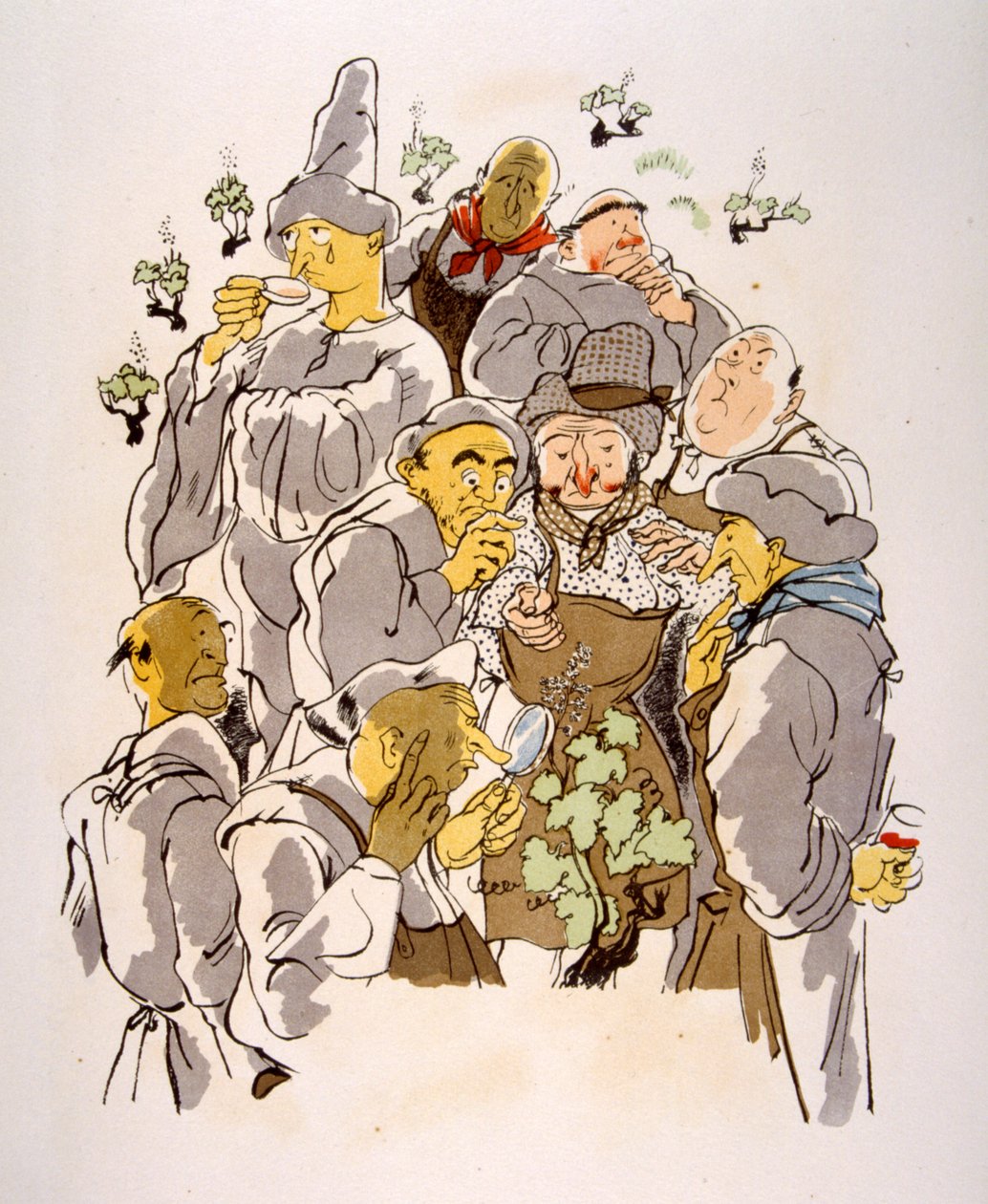 Humoristisk vinillustrasjon 1946. Illustrasjon av Julien Pavil av Julien Pavil