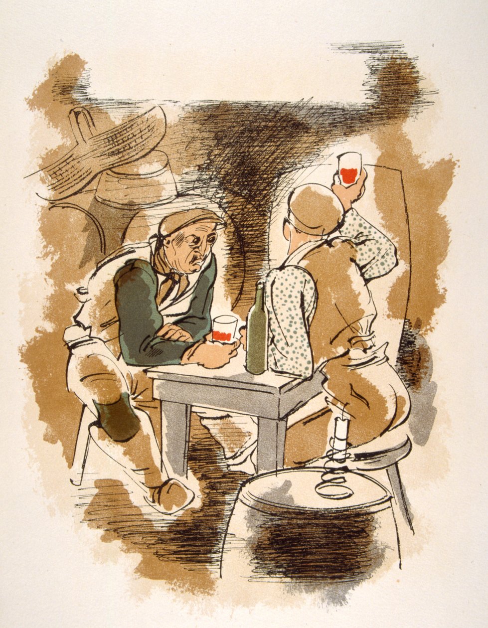 Humoristisk vinillustrasjon 1946. Illustrasjon av Julien Pavil av Julien Pavil