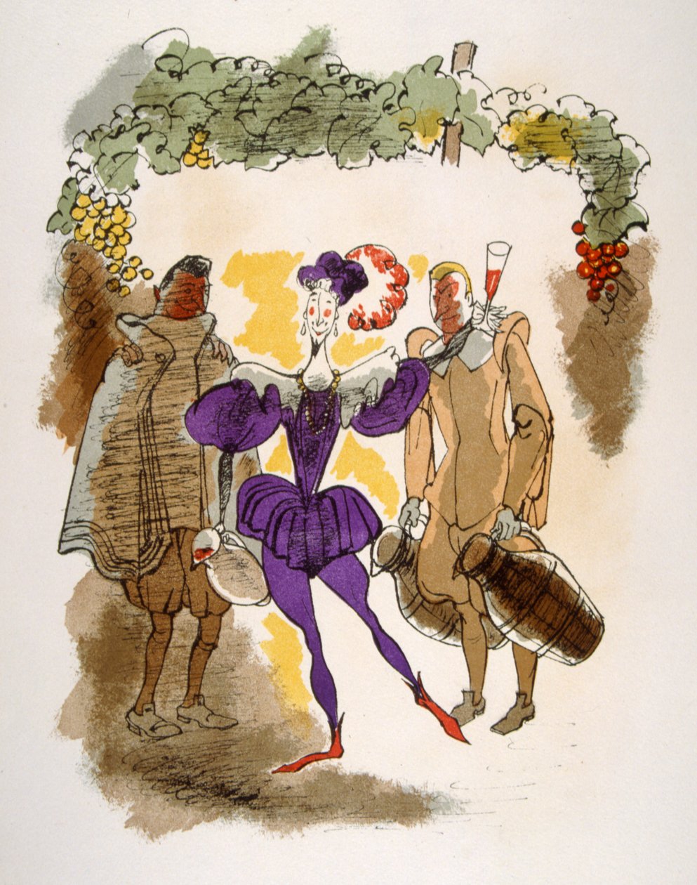 Humoristisk vinillustrasjon 1946. Illustrasjon av Julien Pavil av Julien Pavil