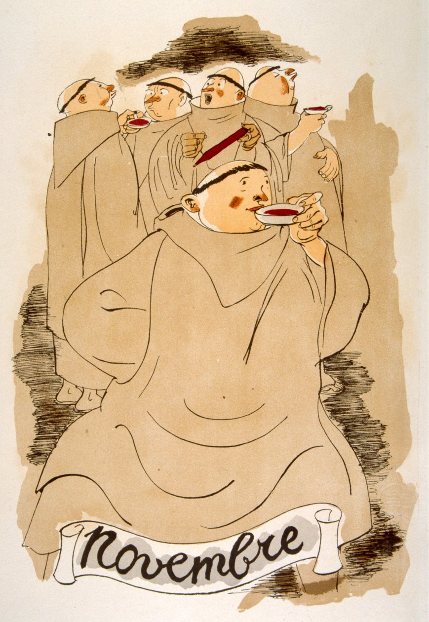 Humoristisk vinillustrasjon 1946. Illustrasjon av Julien Pavil av Julien Pavil